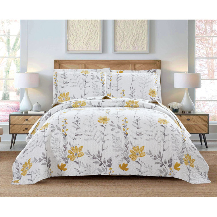 Rosalind Wheeler 3 Piece Floral Reversible QuiltSet King Size